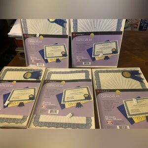 Foray Lot of 5 pks Certificate Kits  Blue Ribbon Office Awards 125 Teacher Boss